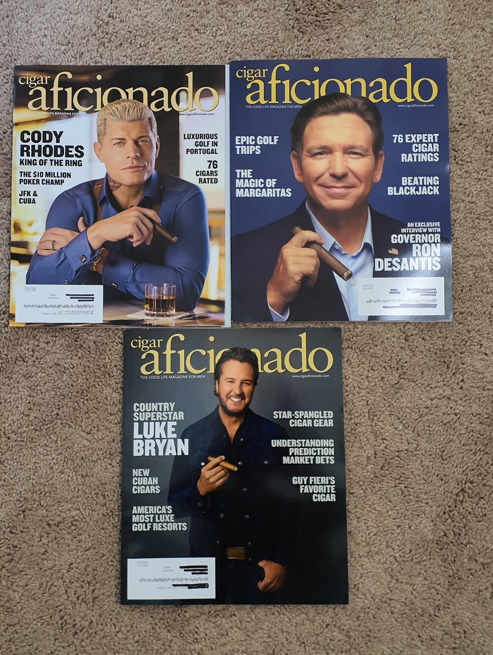 Cigar Aficionado Magazine Lot Of 3 Mar to Aug 2026 Issues Features CODY RHODES